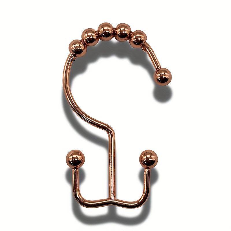 12pcs Rustproof Double Sliding Shower Curtain Hooks Bathroom Access