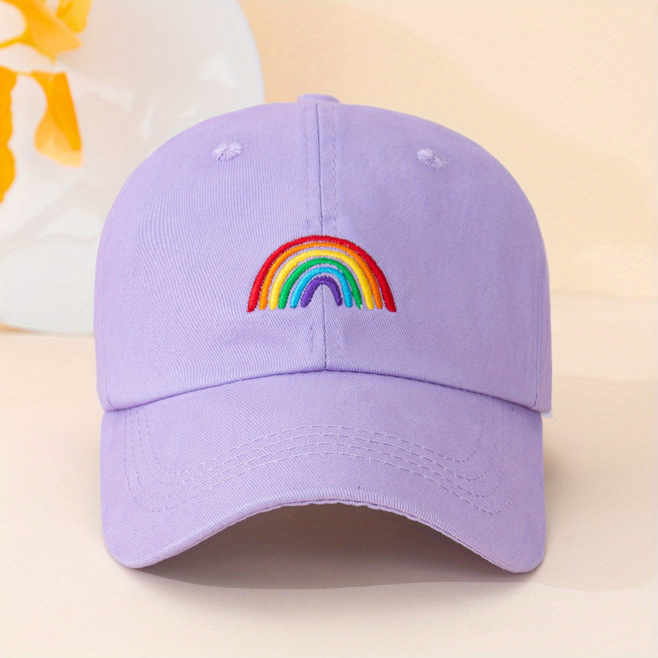 Rainbow Embroidery Casual Baseball Cap Candy Unisex Dad Hats Lightweight