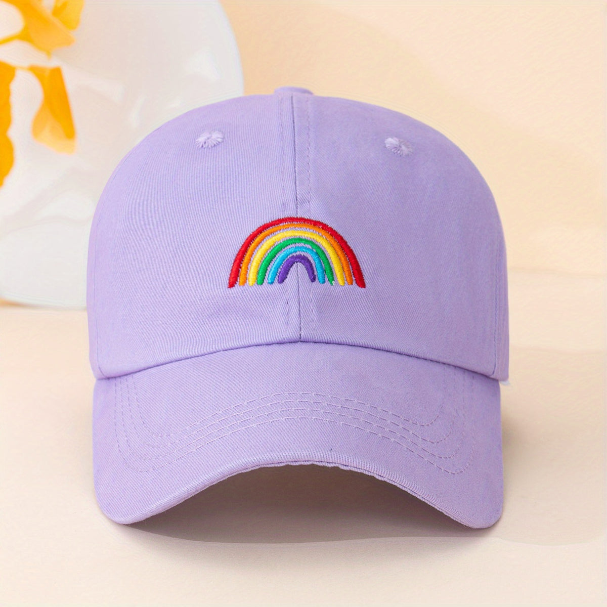 Rainbow Embroidery Casual Baseball Cap Candy Unisex Dad Hats Lightweight