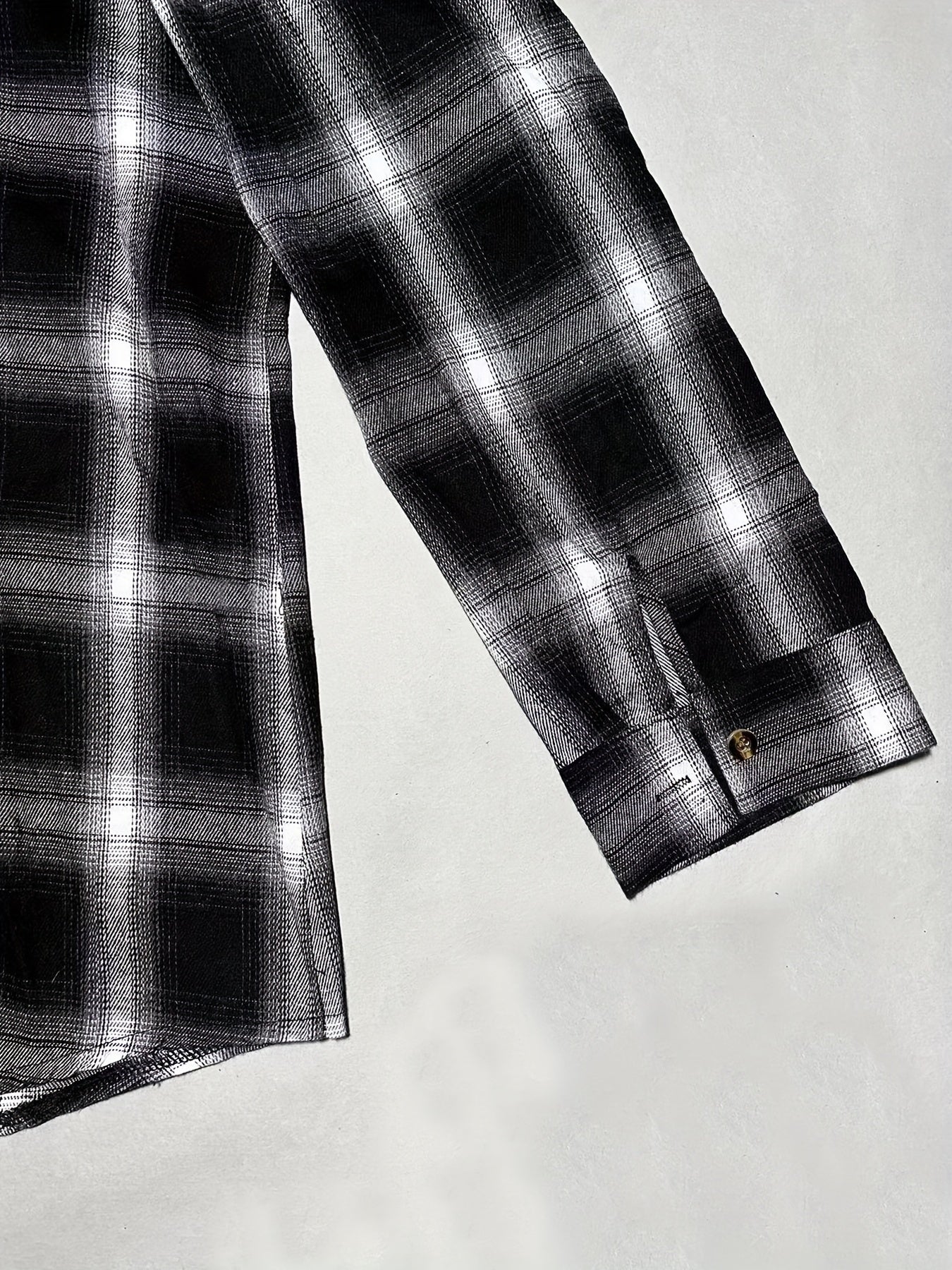  Colorblock Plaid Print Button Up Hoodie
