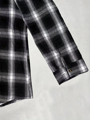  Colorblock Plaid Print Button Up Hoodie