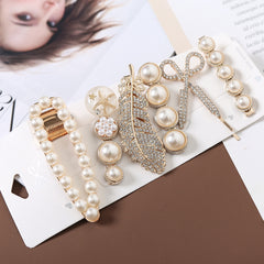 6pcs Faux Pearls Hair Clips Bling Hair Pins Headwear For Girls