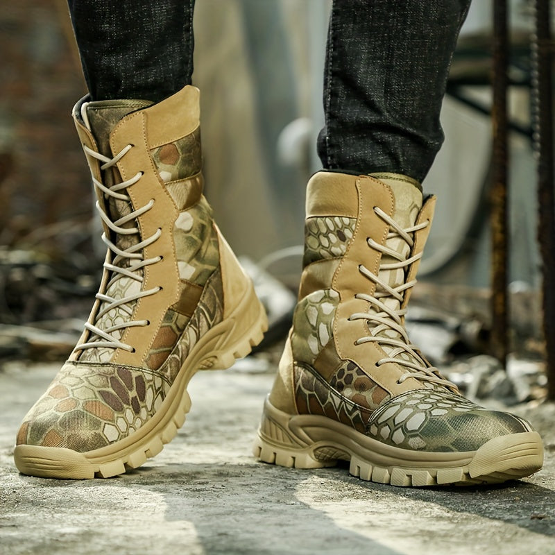 Men's Military Style Hiking Boots Non Slip Lace Up Durable Shoes