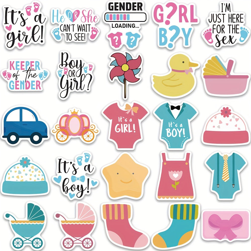 52pcs Gender Reveal Stickers Baby Shower Party Decorations Supplies Labels