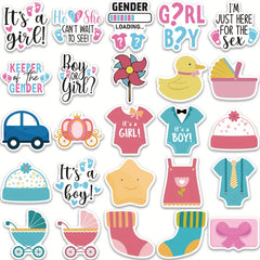 52pcs Gender Reveal Stickers Baby Shower Party Decorations Supplies Labels