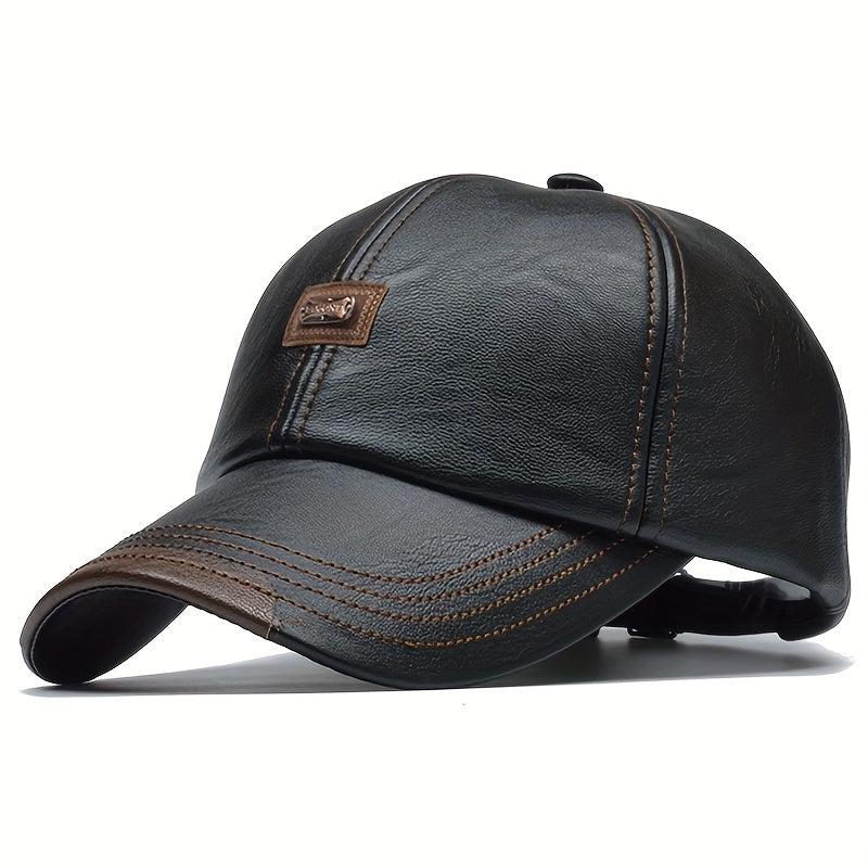 Men's PU Leather Baseball Cap Sun Hat