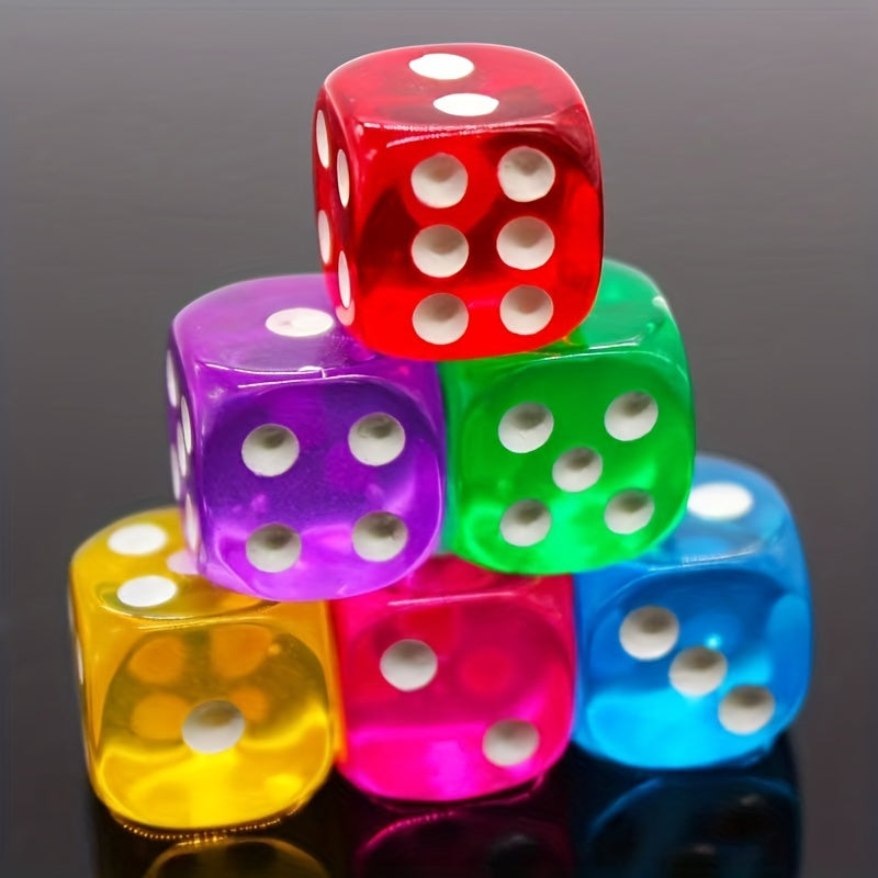 10pcs 14mm Transparent 6 Sided Colored Game Dice