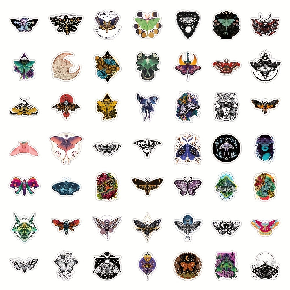 50pcs Ghost Moth Cartoon Stickers For Helmet Water Bottles Laptop Car Decal