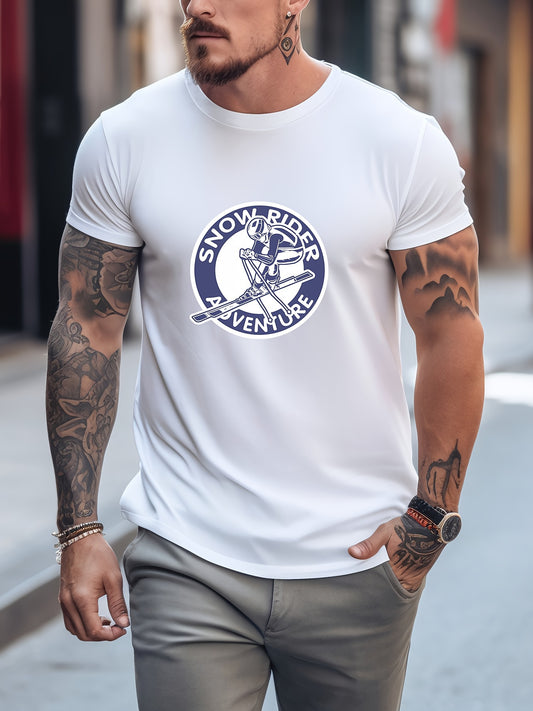 Snow Rider & Coconut Tree Men's Comfy T-shirt Graphic Tee