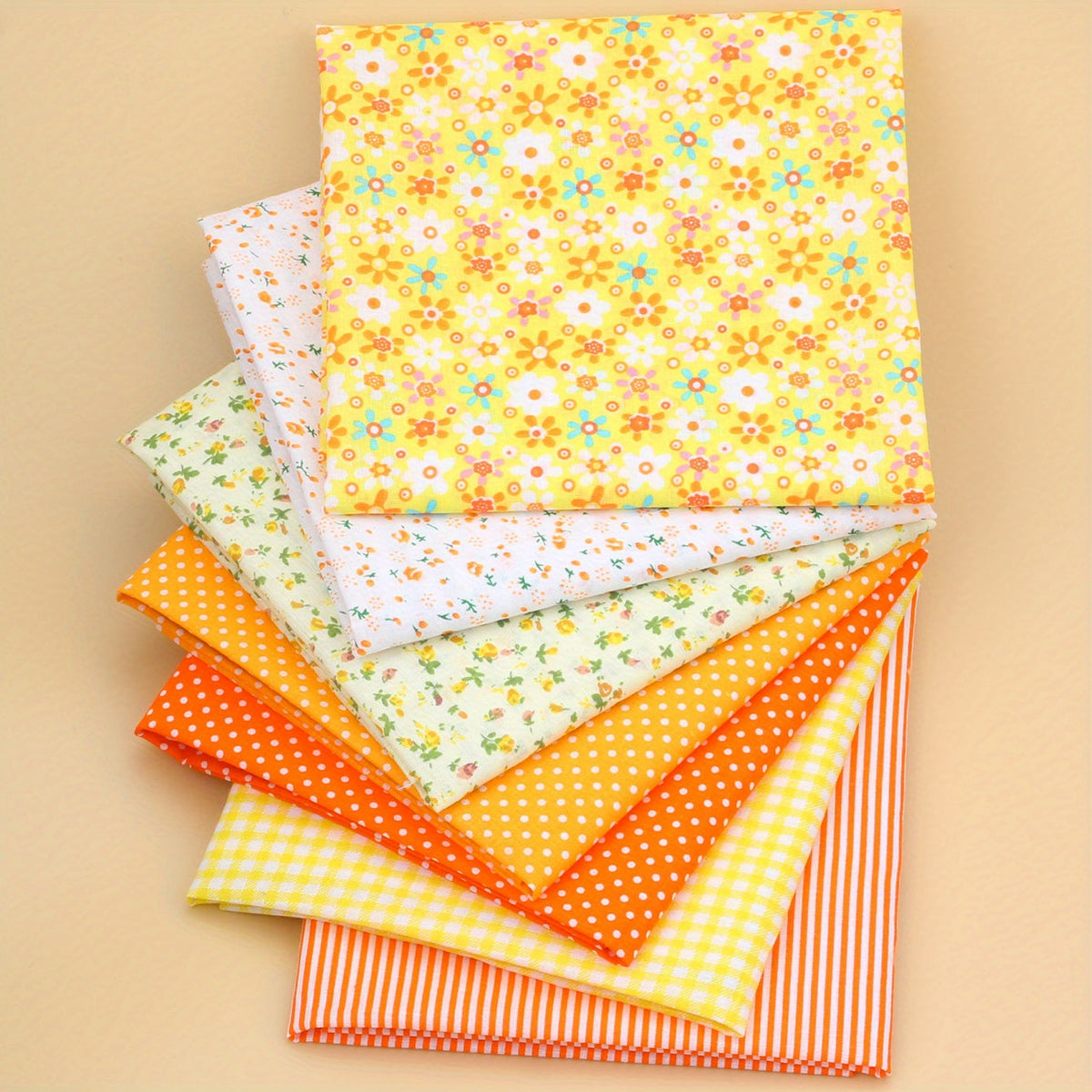 7pcs Orange Series Cotton Cloth Quilting Sewing Patchwork DIY Cloth
