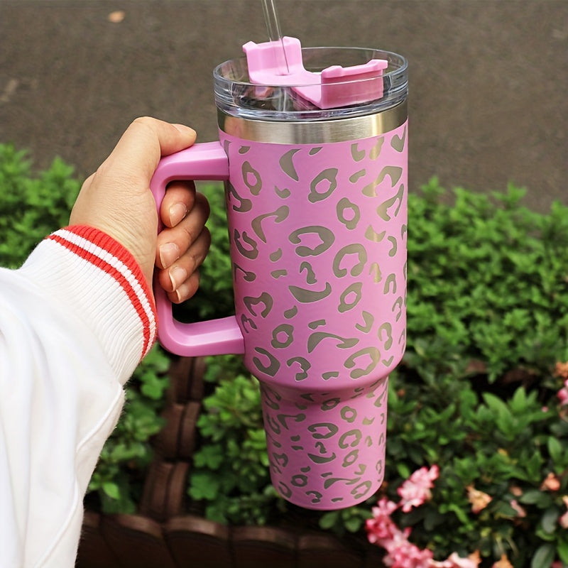 40oz Car Tumbler w/ Handle & Straw Lid Stainless Steel Vacuum Insulated Cup