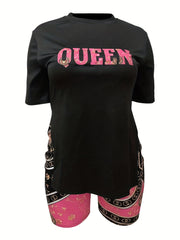  Sexy Outfits Two Piece Set Women's Plus Letter Print