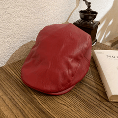 British Retro Leather Beret Hat Men's And Women's All match Newsboy Hat