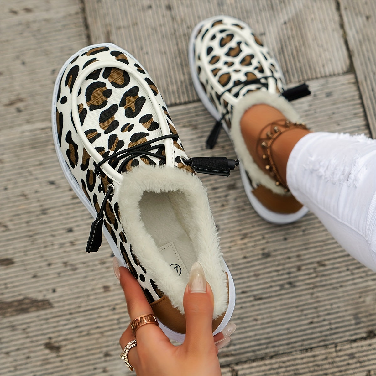 Leopard Pattern Non-slip Warm Walking Sneakers Sport Shoes