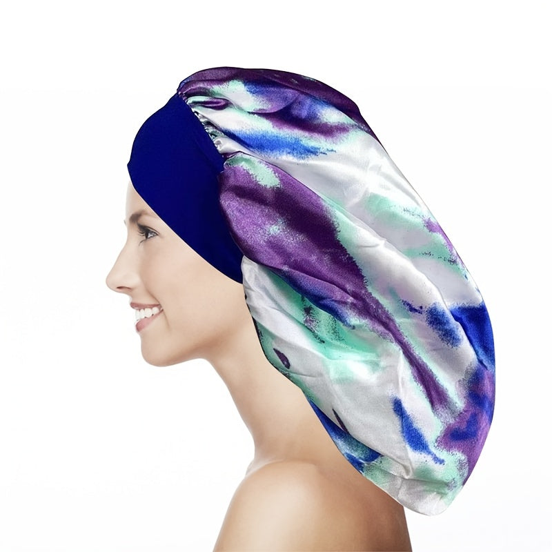 Colorful Tie Dye Bonnet Large Satin Sleep Turban Cap