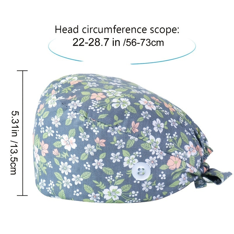Pattern Print Nurse Hat Adjustable Scrub Cap Working Cap
