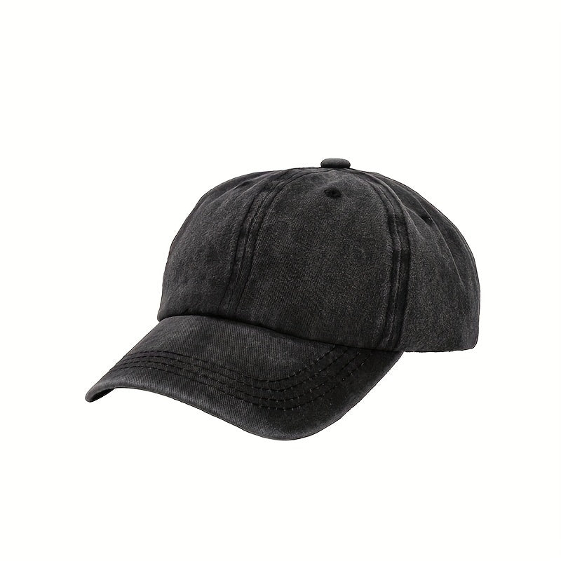 Washed Cotton Baseball Cap Retro Peaked Cap Solid Couple Cap