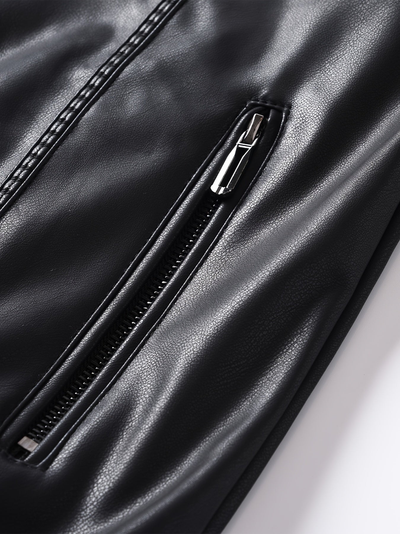 Men's Casual Zip Up Faux Leather Jacket