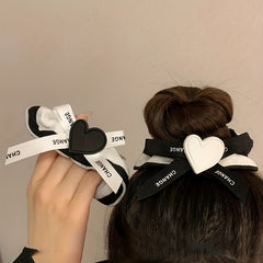2Pcs Small Seamless Hair Scrunchies Set Heart Decor Ponytail Bands Gift