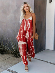Tie Dye V-Neck Plus Size Boho Jumpsuit
