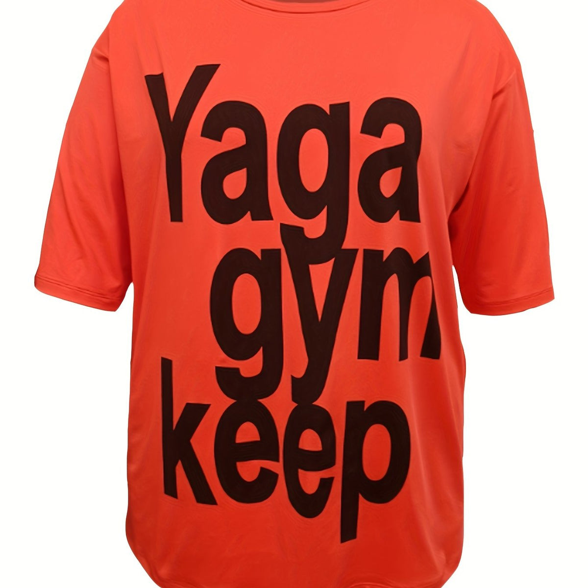  Women's Sports Top - Letter Print Short Sleeve T-Shirt