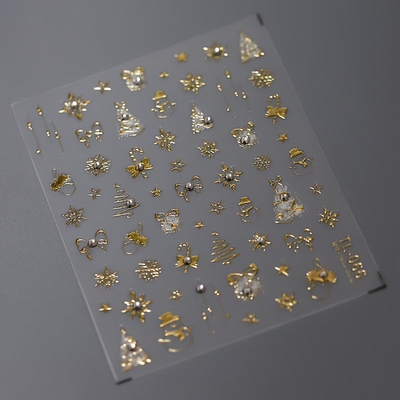 Glittery Golden Christmas Nail Art Stickers