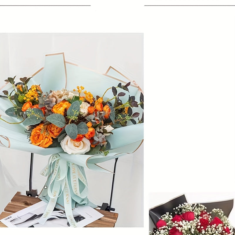 20pcs Waterproof Flower Art Golden Edge Paper Rose Flower Wrapping Paper