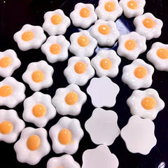 10pcs Poached Egg Resin Charms Hairpin Hair Ring Mobile Phone Decoration