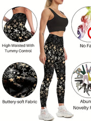 Women's Stars Graphic Athletic Workout Leggings High Waisted Yoga Pants