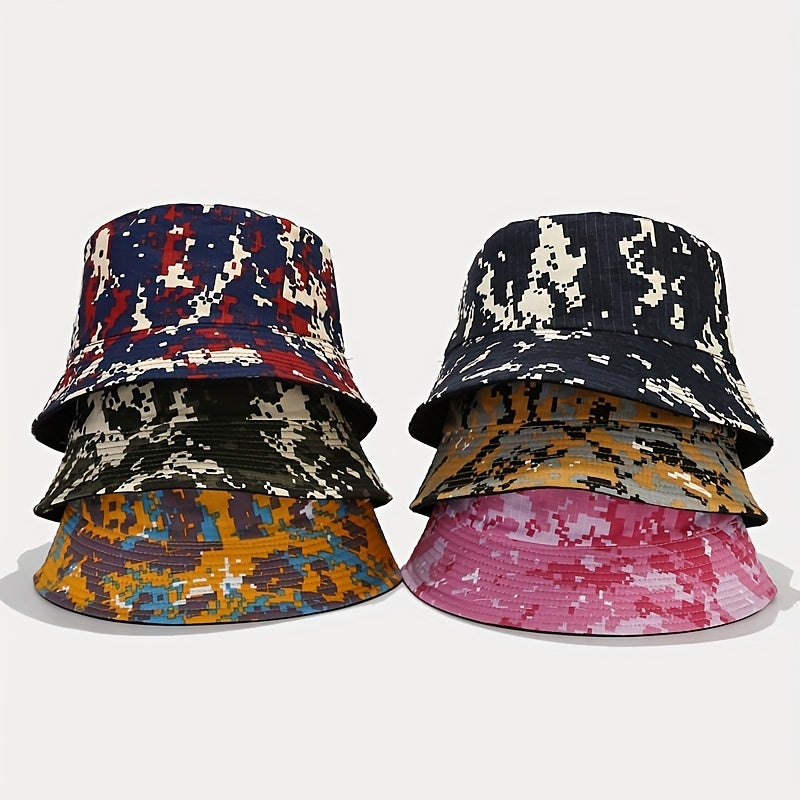 Geometric Print Bucket Hat Lightweight Sunscreen Fisherman Cap
