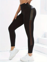High Waist Mesh Tummy Control Fitness Pants Quick Dry Yoga Leggings