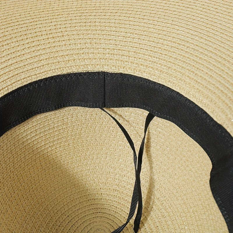 Embroidered Wide Brim Sun Hat for Summer Sun Protection