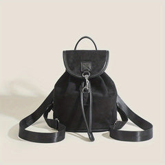 Vintage Solid Backpack Drawstring Rucksack Women's Travel Bag