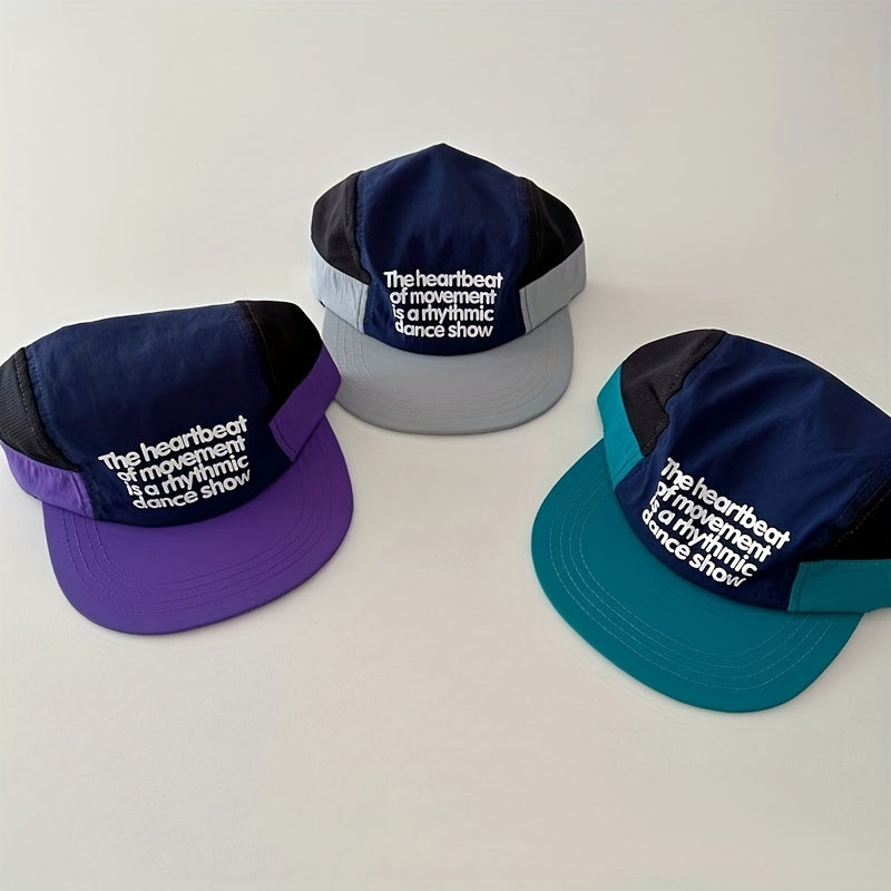 Kids Sunshade Baseball Cap with Embroidered Letters for Outdoor Sports