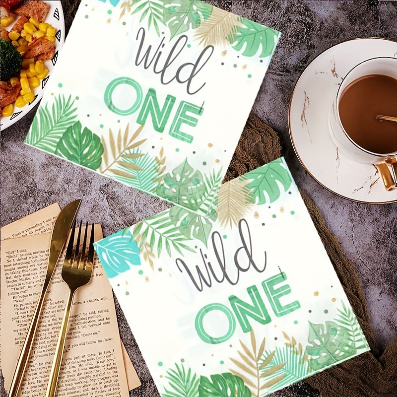 20pcs Wild One Napkins Jungle Safari 1st Birthday Party Supplies