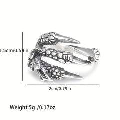 Men's Dragon Claw Hip hop Embossed Retro Ring