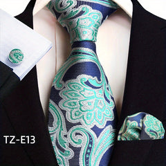 Men's Jacquard Tie Cufflink Square Scarf Business Parties