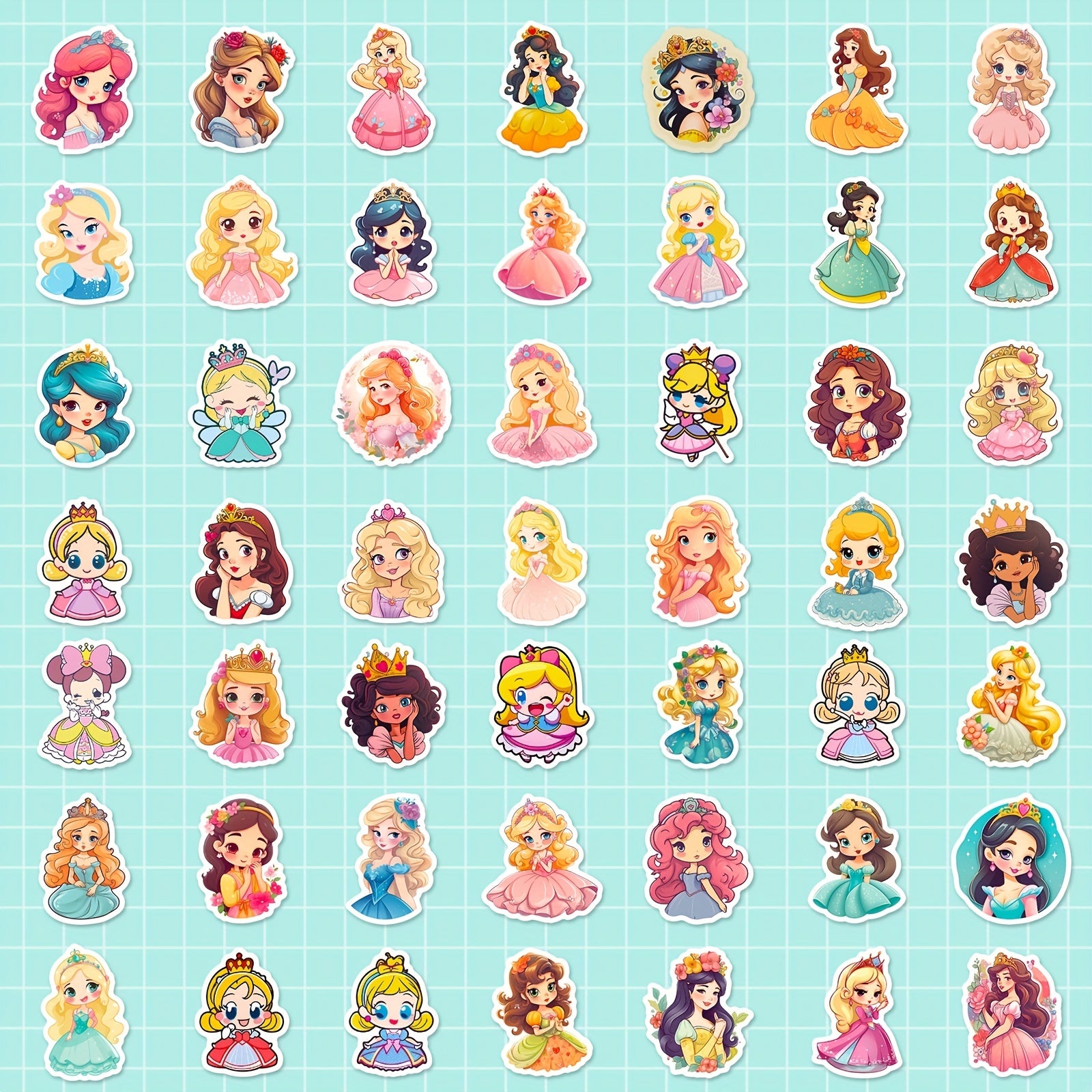 100 Princess Fairy Stickers Pack Waterproof Vinyl Cartoon Princess Girls Decals