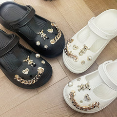 Women's Bear Charms Platform Clogs Cut out Closed Toe Non Slip Sandals