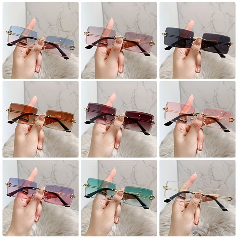 Gradient Women Metal Sunglasses Stylish Outdoor Sunshade Driving Eyeglasses