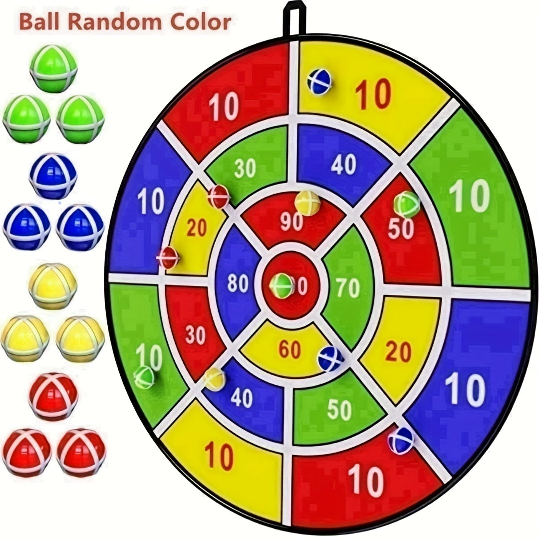 Kids Dart Board Set with Sticky Balls Indoor Outdoor Fun Game for 3-12 Year Olds