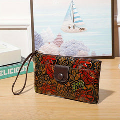 Floral Print Coin Purse Credit Card Organizer & ID Holder Clutch Bag