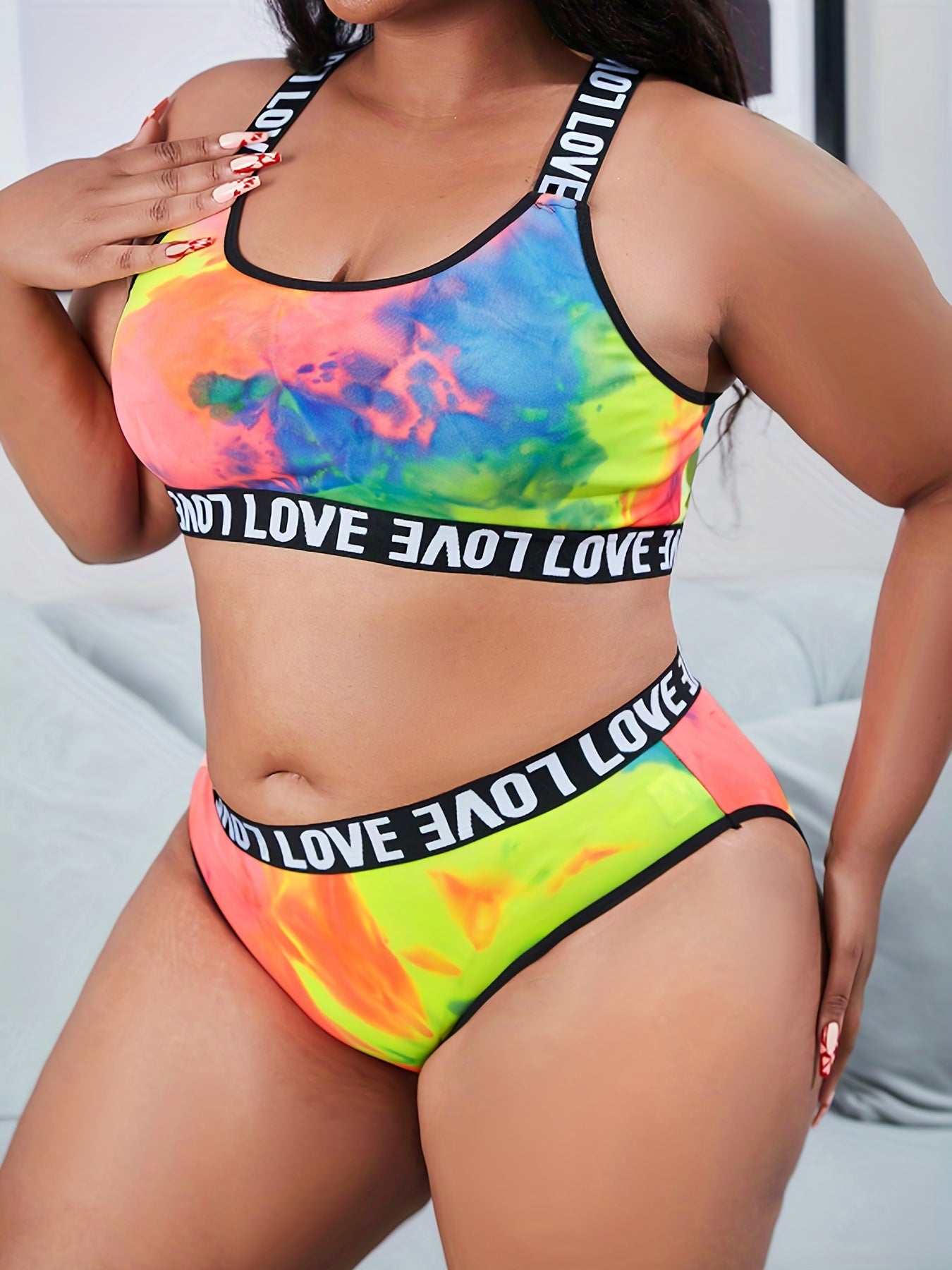  Tie Dye Cross Back Tank Bra & Panty Set