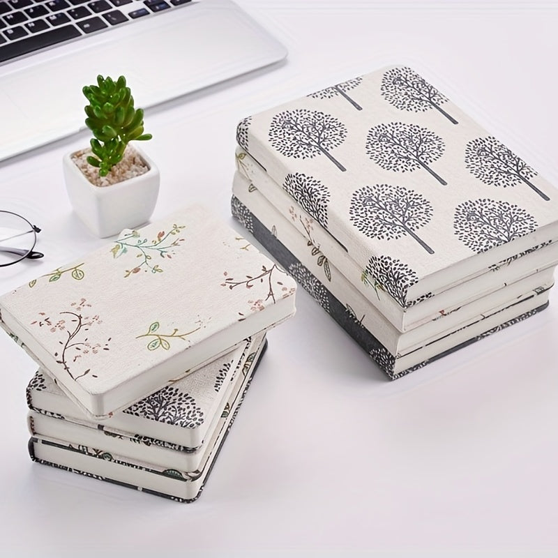 Floral Printed Linen Cloth Notebook A5 Hard Cover Notepad