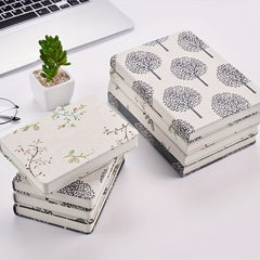 Floral Printed Linen Cloth Notebook A5 Hard Cover Notepad
