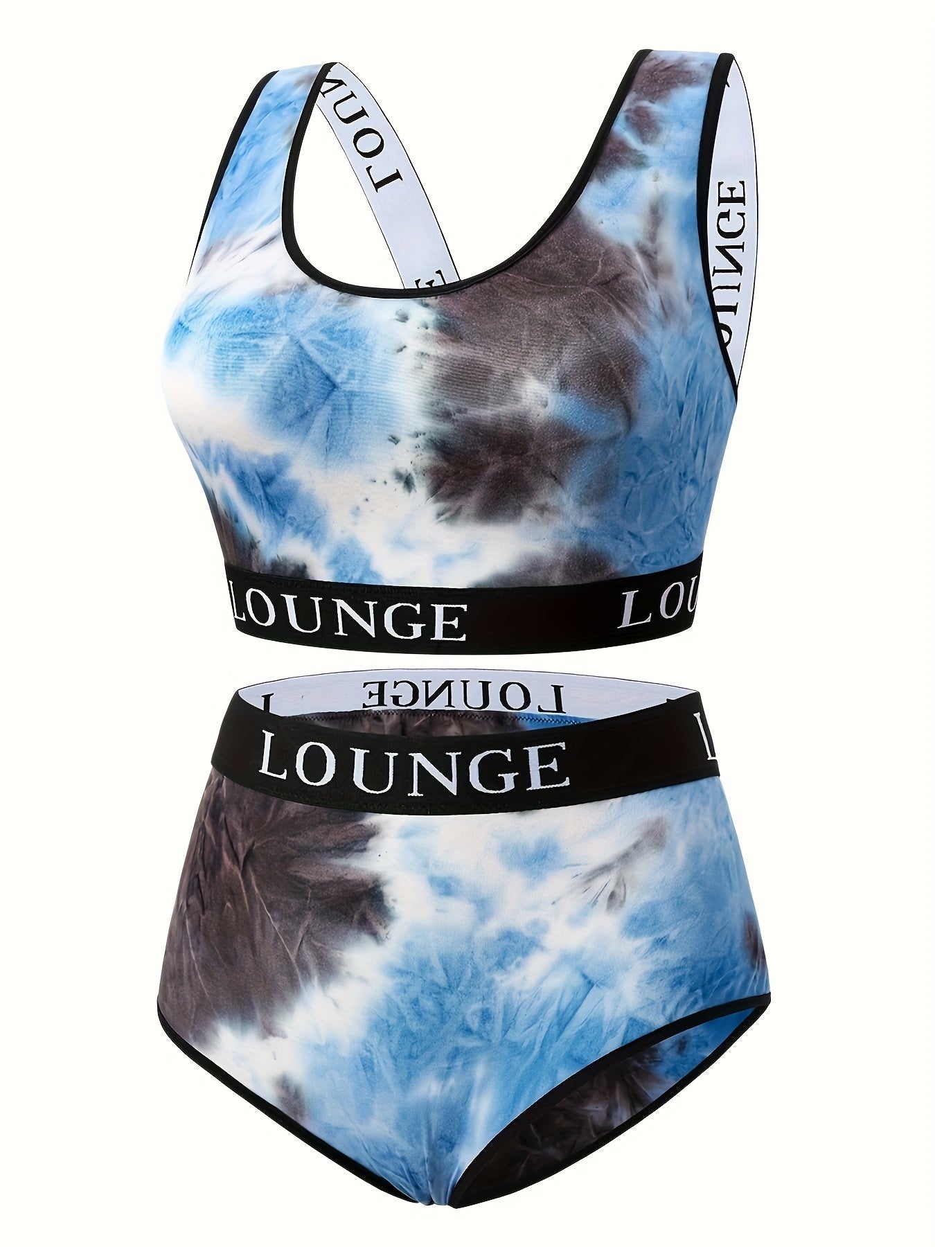  Tie Dye Letter Tape Bra & Panty Set