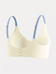Colorblock Wireless Bra Seamless Scallop Trim Stretch Bra