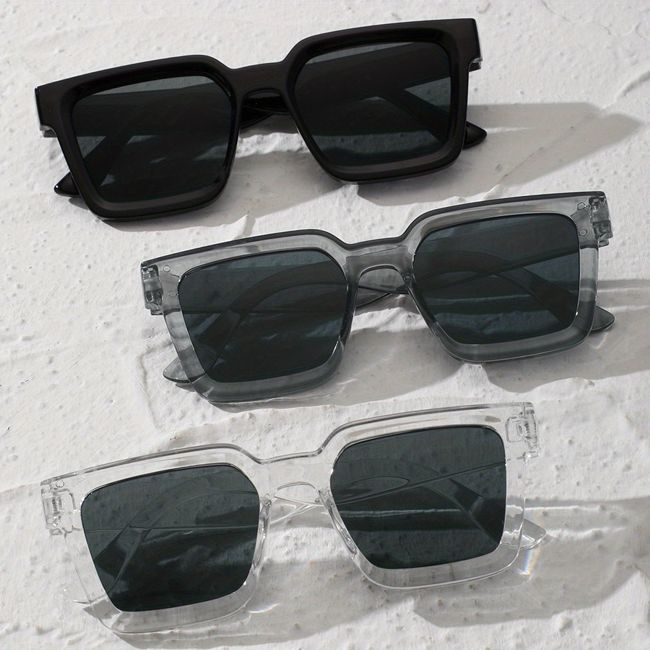 3 Pairs Square Sunglasses Anti Glare UV400