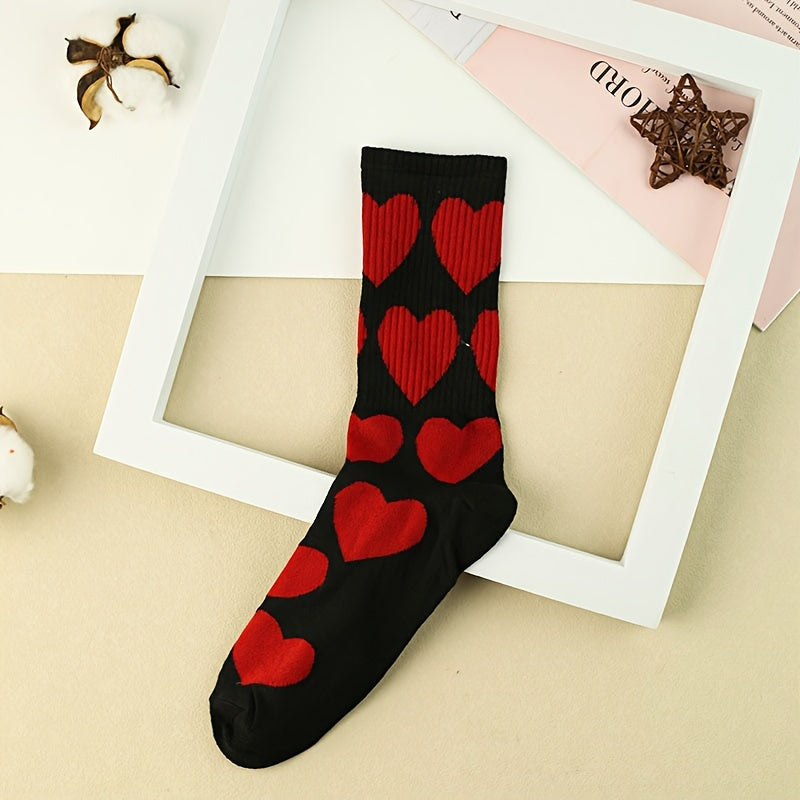Heart Print Socks 2 Pairs Women's Stockings