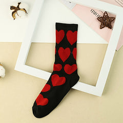 Heart Print Socks 2 Pairs Women's Stockings